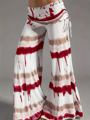  Tie Dye Ruched High Rise Wide Leg Trousers