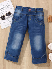 Girls' Funky Casual Jeans Cropped Denim Capris Trousers