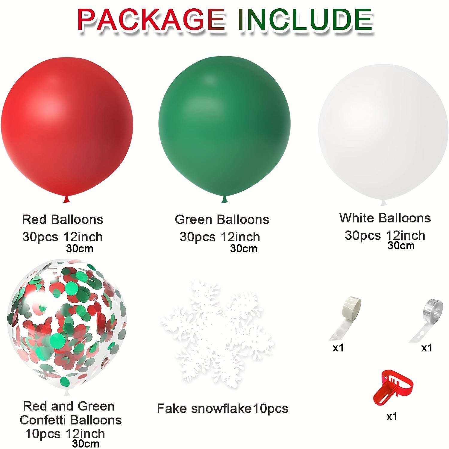 Christmas Balloons Arch Garland Kit - Red Green Confetti Balloons