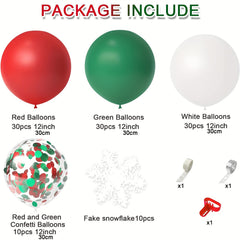 Christmas Balloons Arch Garland Kit - Red Green Confetti Balloons