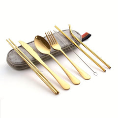 8pcs Travel Cutlery Set Stainless Steel Flatware Set