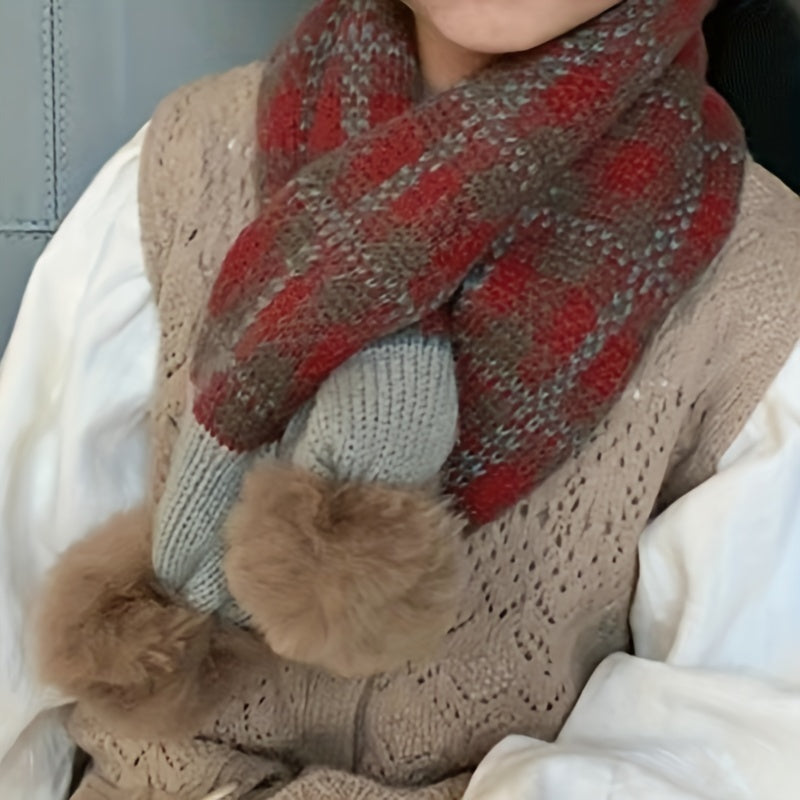 Versatile Faux Fur Cross Scarf for Girls