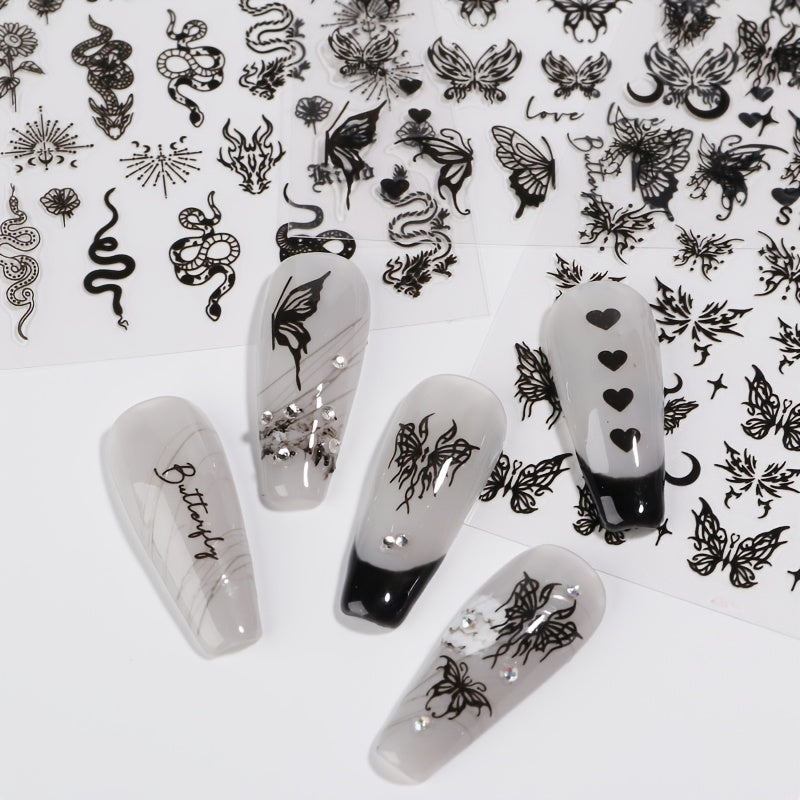 Butterfly Snake Nail Art Stickers Self Adhesive Nail Decoration