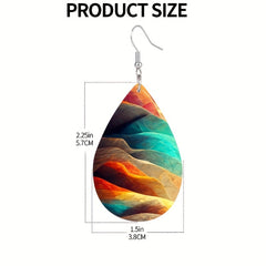 Colorful Mountain Teardrop Dangle Earrings Boho Style