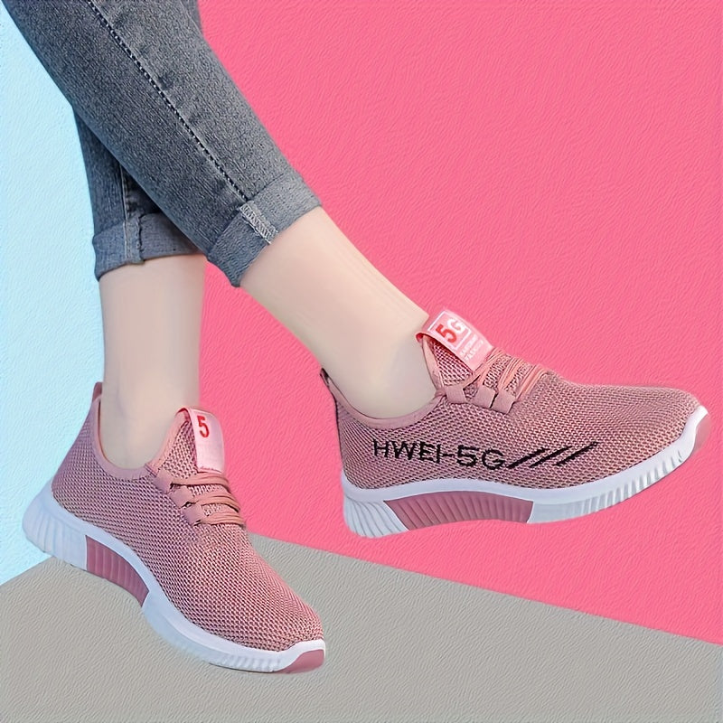 Women's Rose Pattern Running Shoes Lace Up Outdoor Walking Shoes