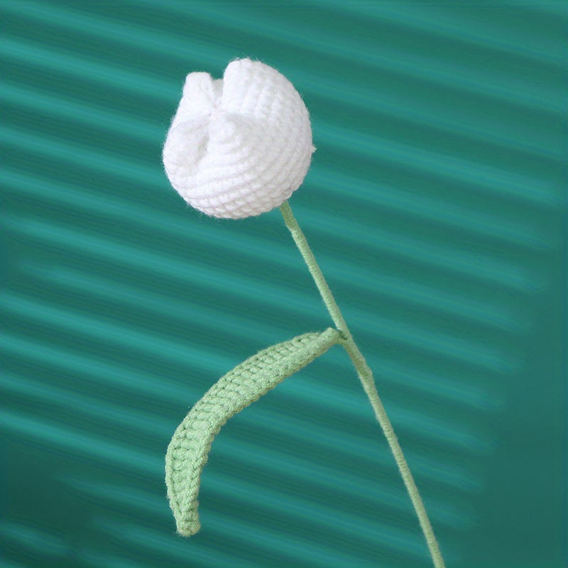 1pc Wool Crochet Flower Knitting Tulip Gift Handicrafts Home Decor