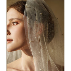 French Bridal Veil Wedding Headpiece with Comb Pre-Wedding Accessory