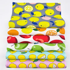 6pcs Fruit Series Small Square Cloth Sewing Patchwork Orange Lemon Pattern
