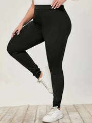  Casual Leggings Women's Plus Solid Elastic High Rise Leggings