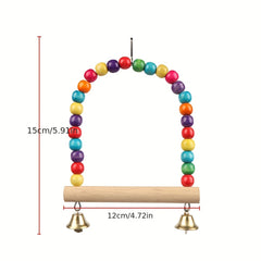 Colorful Bird Cage Swing with Bells & Ladder for Parrot Exercise