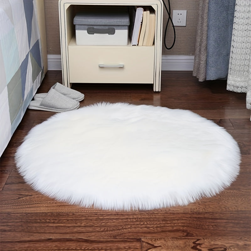 Soft Faux Wool Rug Round Chair Seat Cushion for Desk Chair or Office Chair