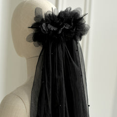 Vintage Bridal Veil Gothic Wedding Hair Accessory with Comb Attachment