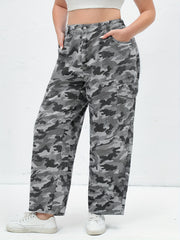  Camo Print High Rise Wide Leg Cargo Jeans
