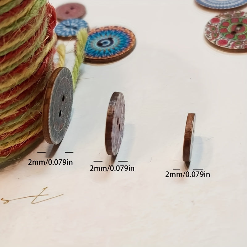 Round Vintage Wooden Buttons Mix for Sewing Crafting DIY
