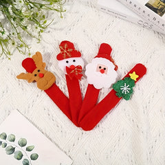 3pcs Christmas Pat Ring Bracelet Cartoon Snap Ring Children's Gift Plush
