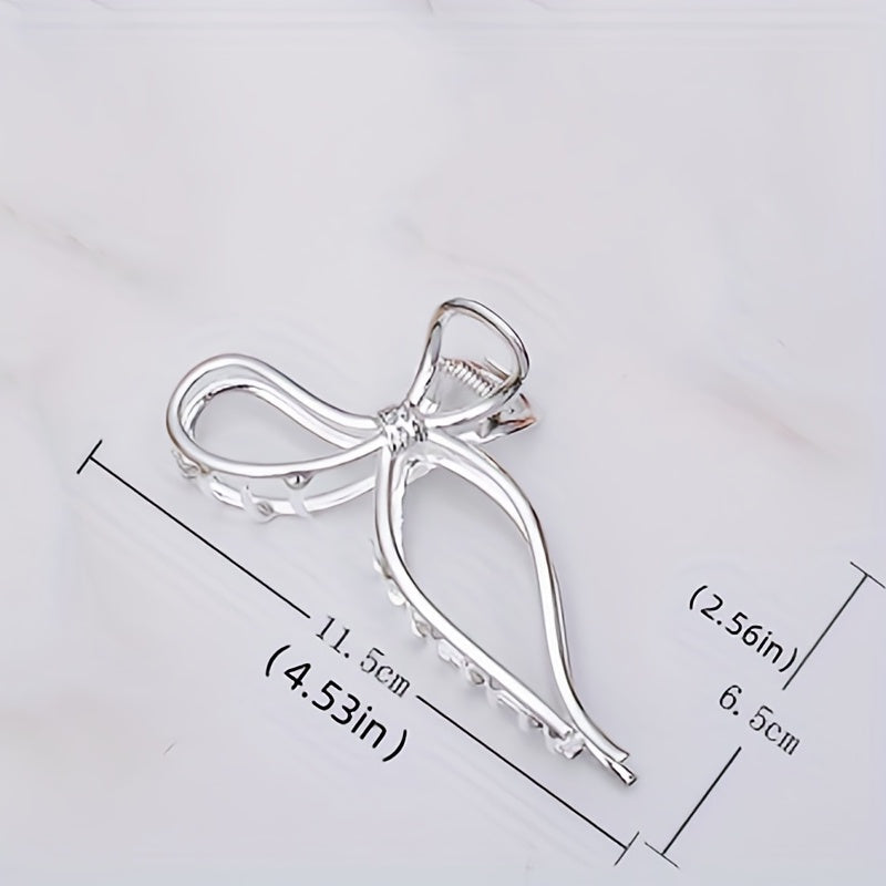 5pcs Metallic Bow Shaped Hair Claw Clip Non-slip Hair Claw for Thick Thin Hair