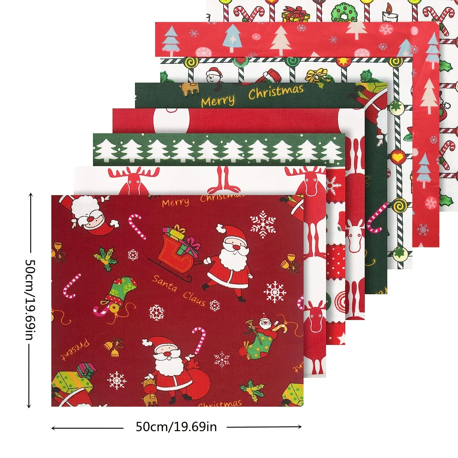 8pcs Christmas Fabric Set Quilting Cotton Craft Fabric Pre Cut Squares