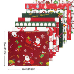 8pcs Christmas Fabric Set Quilting Cotton Craft Fabric Pre Cut Squares