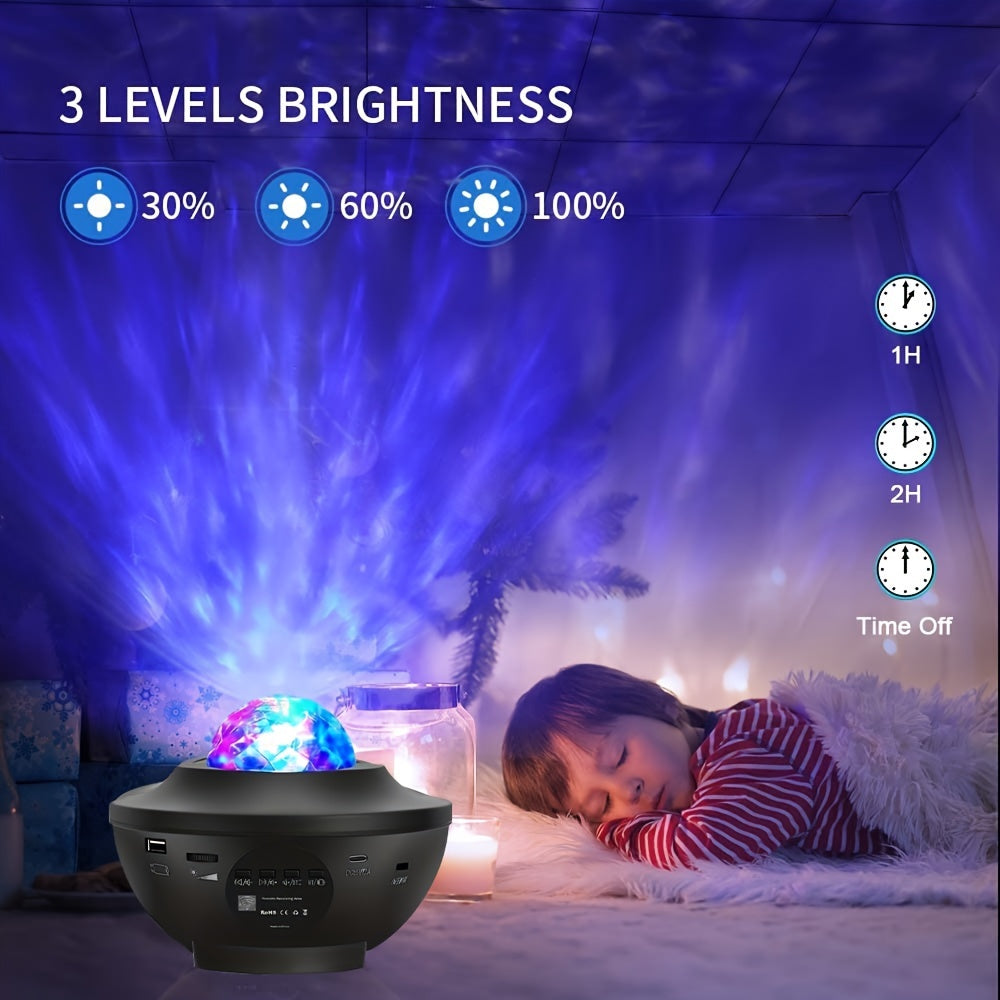 4-in-1 Galaxy Projector Star Night Light Voice Control Ocean Wave Effect