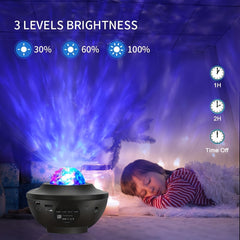 4-in-1 Galaxy Projector Star Night Light Voice Control Ocean Wave Effect