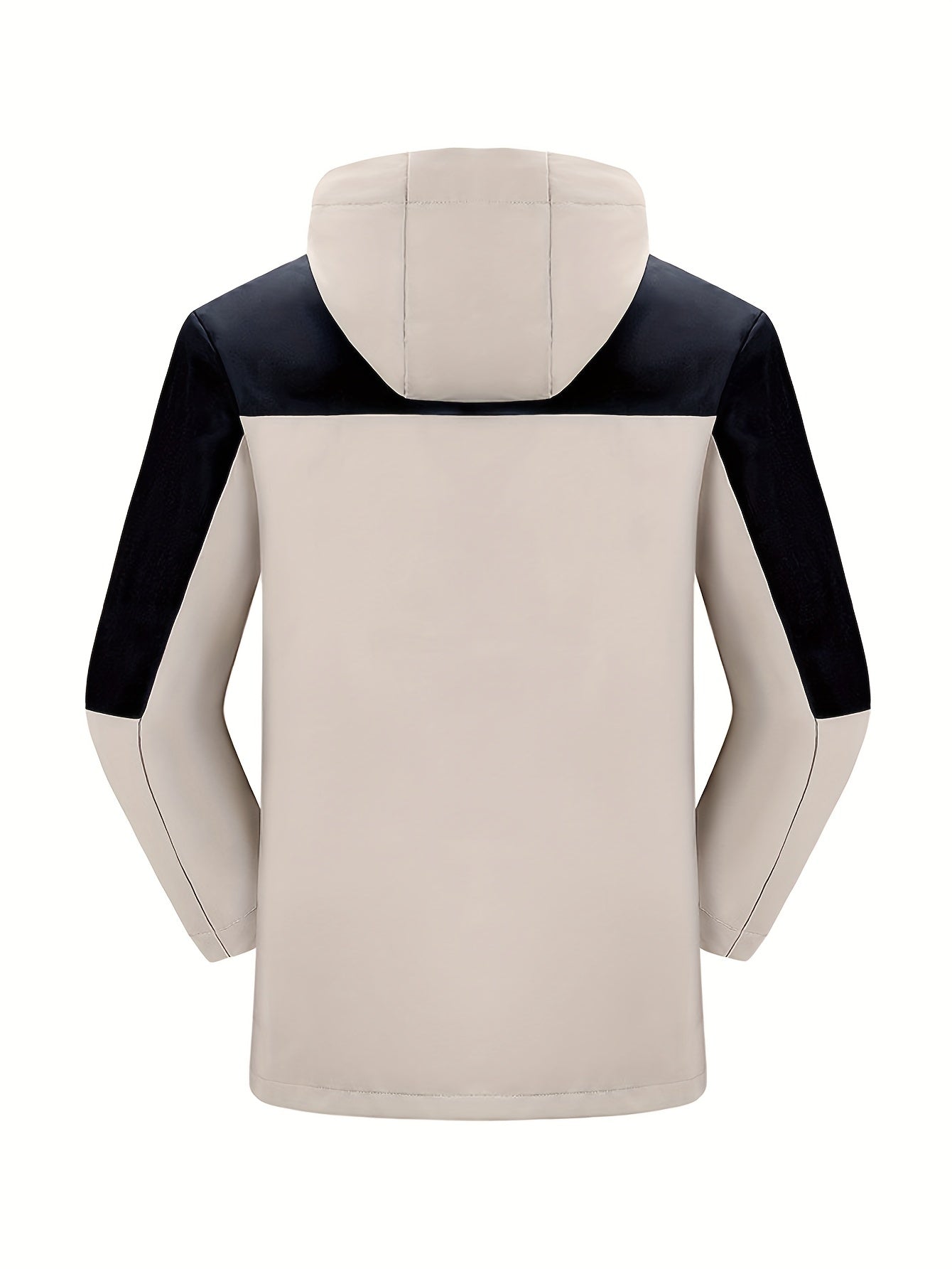 Men's Casual Hooded Block Waterproof Windbreaker Jacket Coat