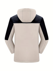 Men's Casual Hooded Block Waterproof Windbreaker Jacket Coat