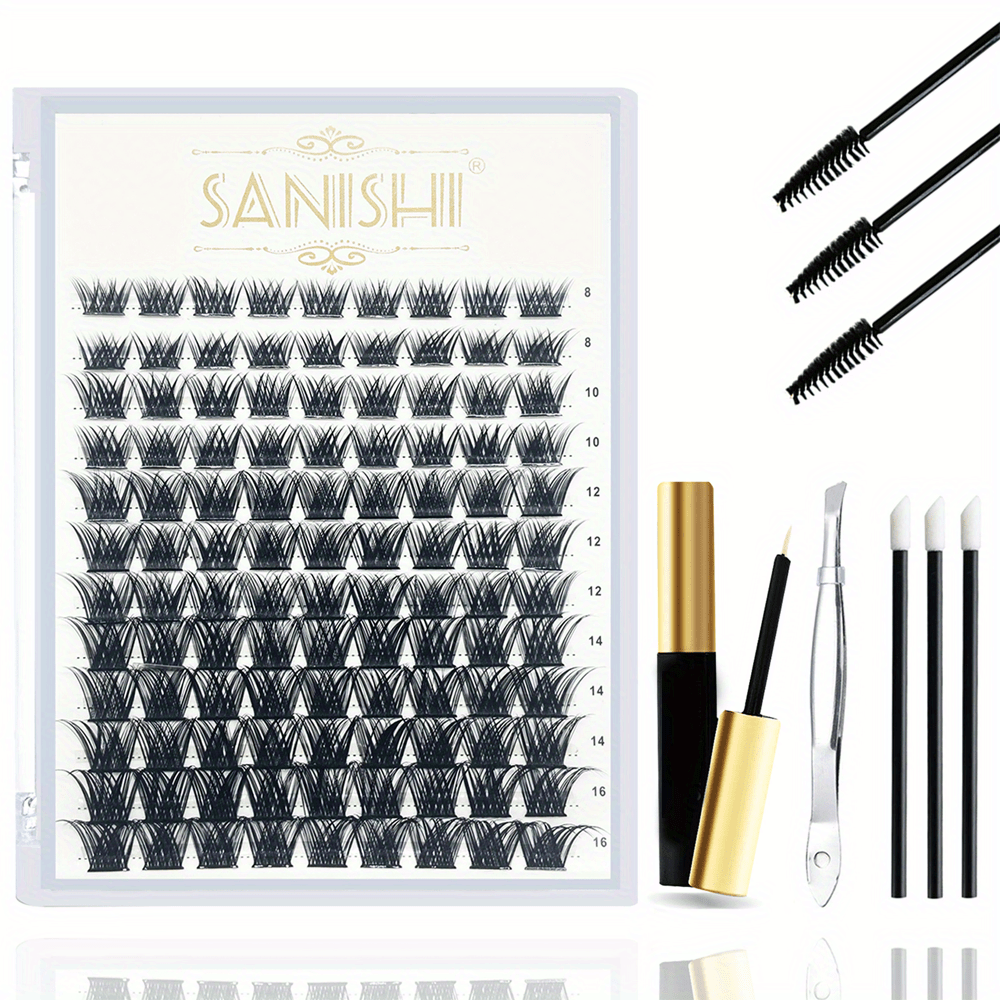 108 Clusters Eyelashes D Curling 8 16mm Soft Comfortable Reusable DIY Kit