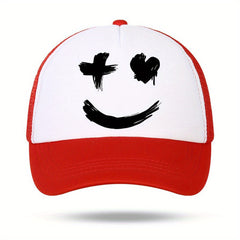 Unisex Expression Print Men's Outdoor Sun Hat Casual Net Trucker Hat