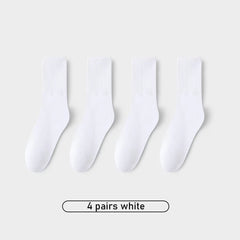4 Pairs Classic Socks Casual & Comfy Solid Women's Stockings