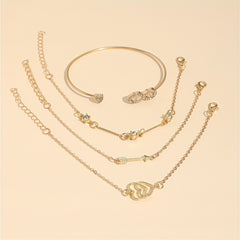 4 Pcs Boho Style Bangle Bracelets Set, Dainty Hand Jewelry Decor