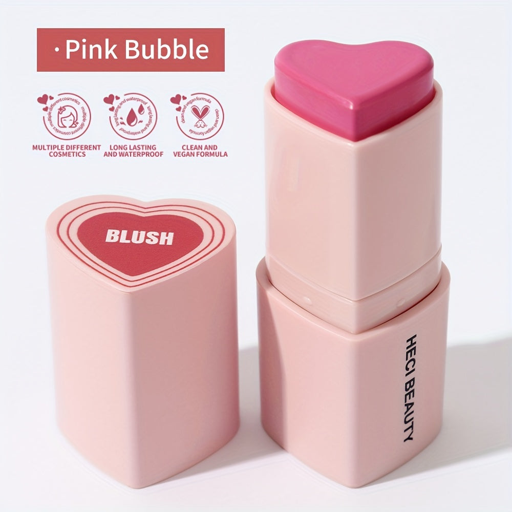 Heart Shape Blush Stick Cream Blush Beauty Pink Highly Pigmented Long Lasting