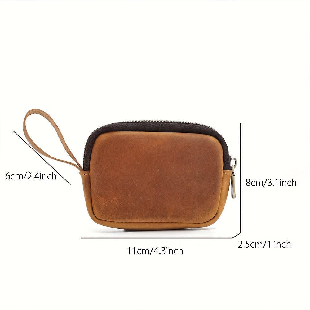 Vintage Small Coin Cash Purse Crazy Horse Leather Wallet
