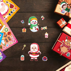 DIY Cartoon Santa Snowman Puzzle Journal Stickers