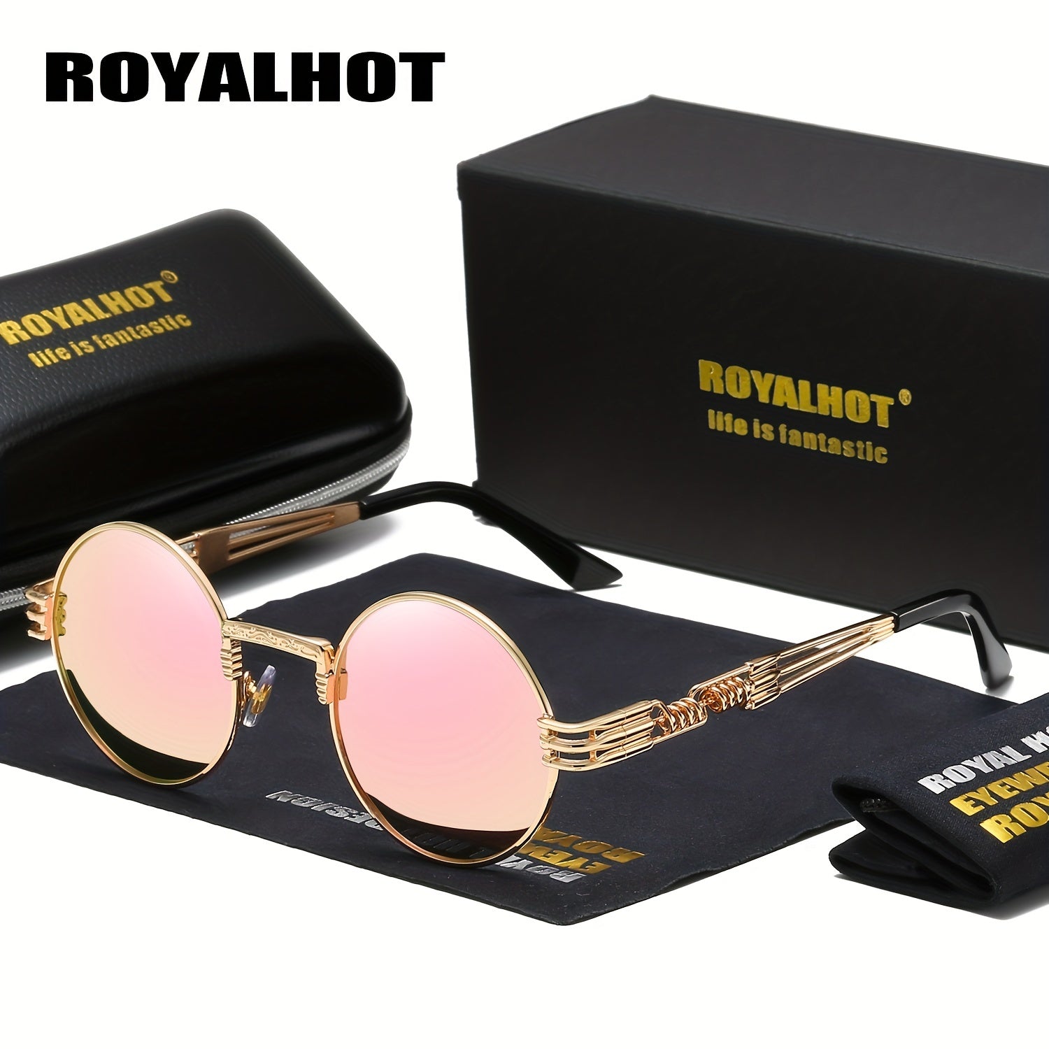 RoyalHot Round Metal Polarized Sunglasses