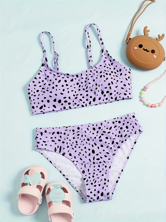 2pcs Leopard Print Swimsuit Set for Girls Summer Hawaii Gift