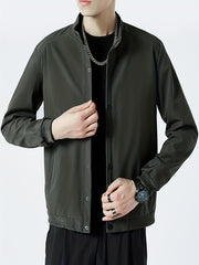 Men's Casual Army Green Button Up Jacket