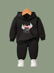 Hearts Wings Pattern Hooded Sweatshirt Girls Hoodies & Sweatpants