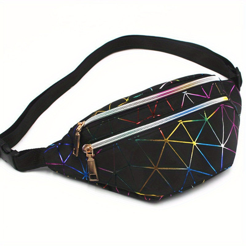 Holographic Fanny Pack Laser Geo Pattern Crossbody Bag