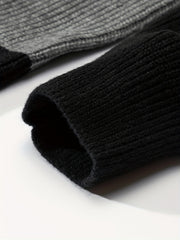 Men's Knitted Block Sweater Casual Crew Neck Pullover