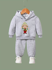 OERYUI Elf Boy Print Outfits 2pcs Girls Hoodies Jogger Pants Set
