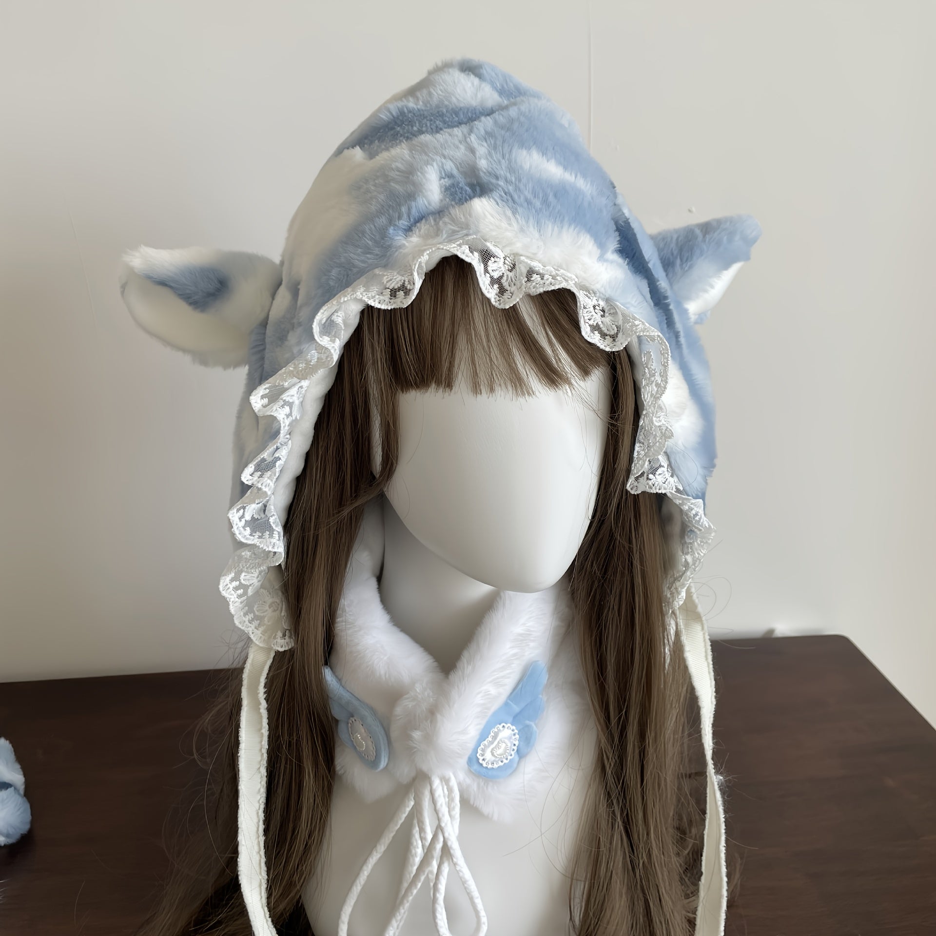 Women's Ear Plush Winter Hat with Fluffy Ears Soft Cozy for Anime Themed Events