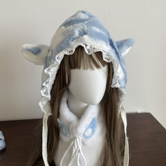Women's Ear Plush Winter Hat with Fluffy Ears Soft Cozy for Anime Themed Events