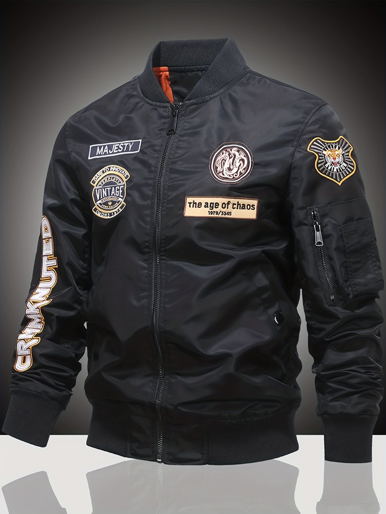 Embroidered Men's Slim Fit Sports Jacket Windproof Motorcycle Jacket