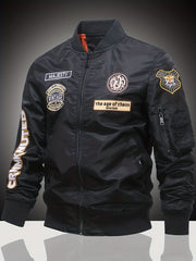 Embroidered Men's Slim Fit Sports Jacket Windproof Motorcycle Jacket