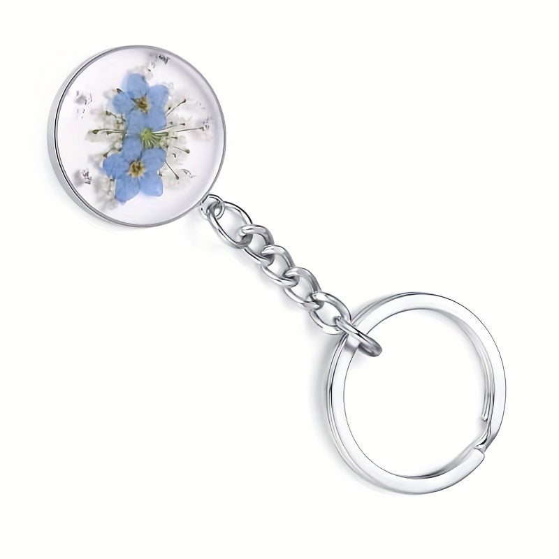 Irregular Dried Flower Keychains Women Bag Pendant Keyrings Car Keyholder