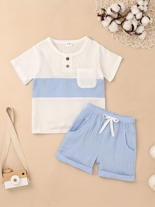 Colorful T-shirt & Shorts Set for Toddler Boys