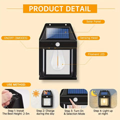 Solar Outdoor Wall Lamp Human Body Induction Tungsten Wall Lamp