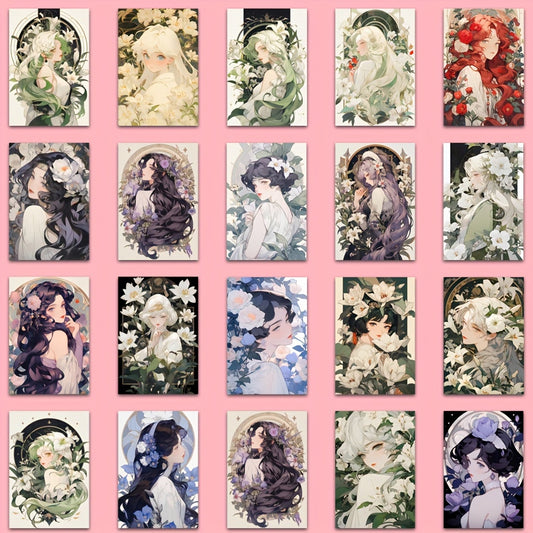 54pcs Anime Girls Waterproof Stickers Pack for Laptop Phone Luggage Notebook Bik
