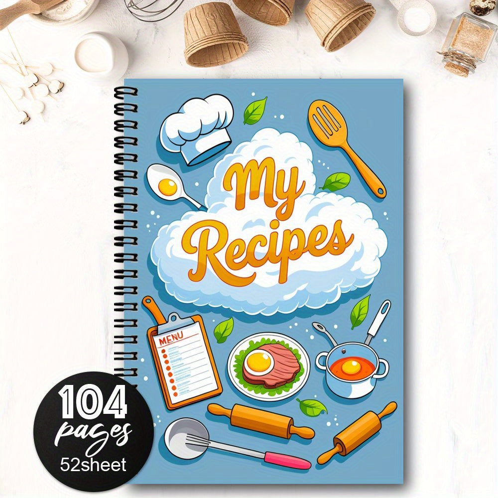Spiral Recipe Notebook with Colorful Illustrations