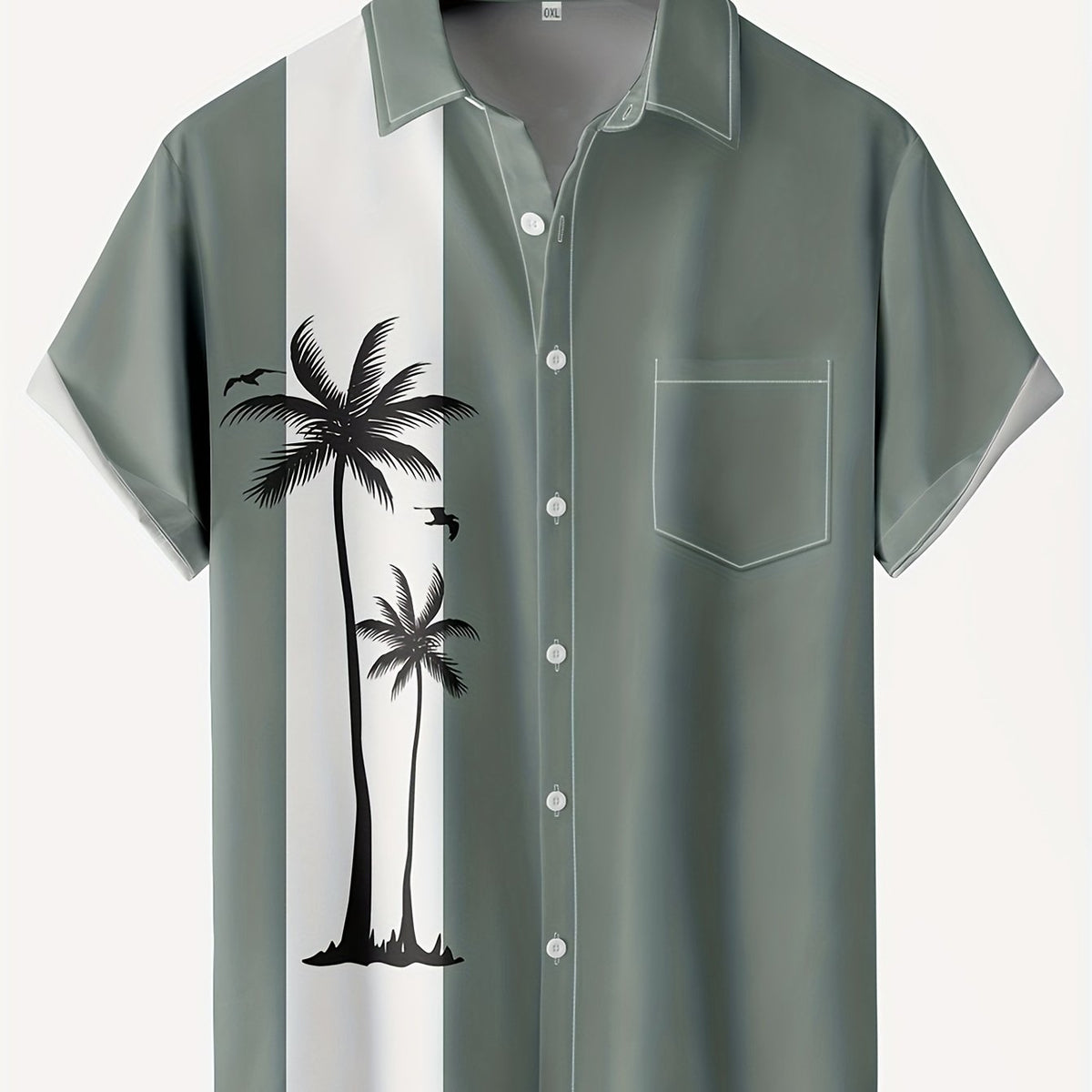 Men's Hawaiian Bowling Shirt, Graphic Print Button Down Tee, Short Sleeve